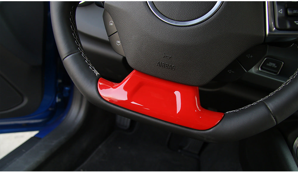 SAWADICAR Red Steering Wheel Bottom Cover Trim For 2017+ Chevrolet Camaro – ABS Plastic